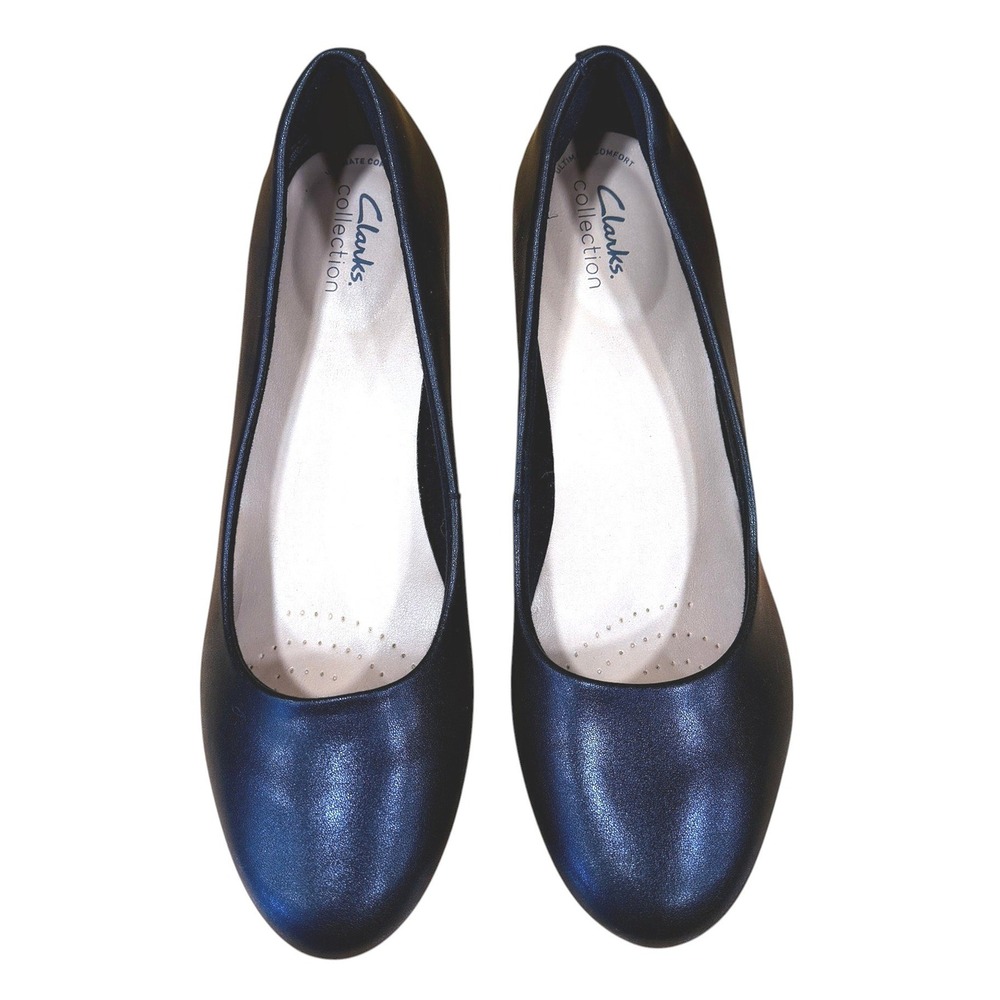 Clarks Collection Adriel Viola Black Leather Platform Pumps Heels Size 10 M - Picture 5 of 9